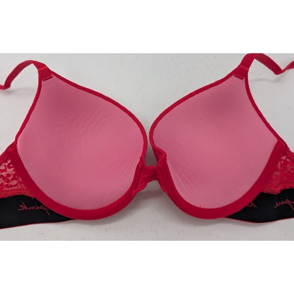 Victoria's Secret PINK Bra Women's 34B Red Animal Print Lace Push Up - Picture 5 of 6